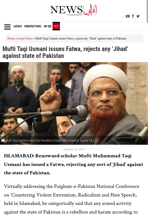 MM News - Mufti Taqi Usmani issues Fatwa